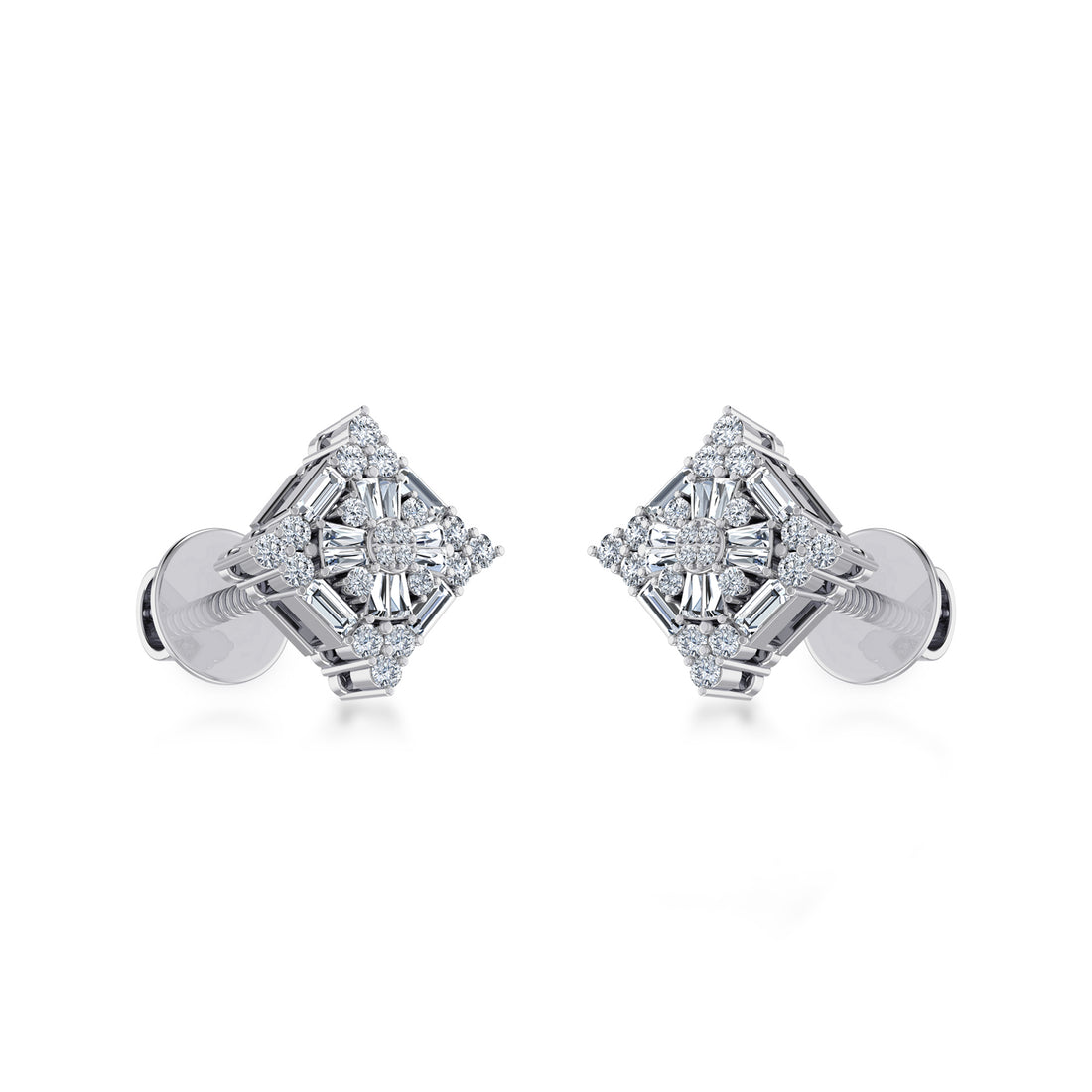 Geometric Diamond Cluster Lab Grown Earrings 6