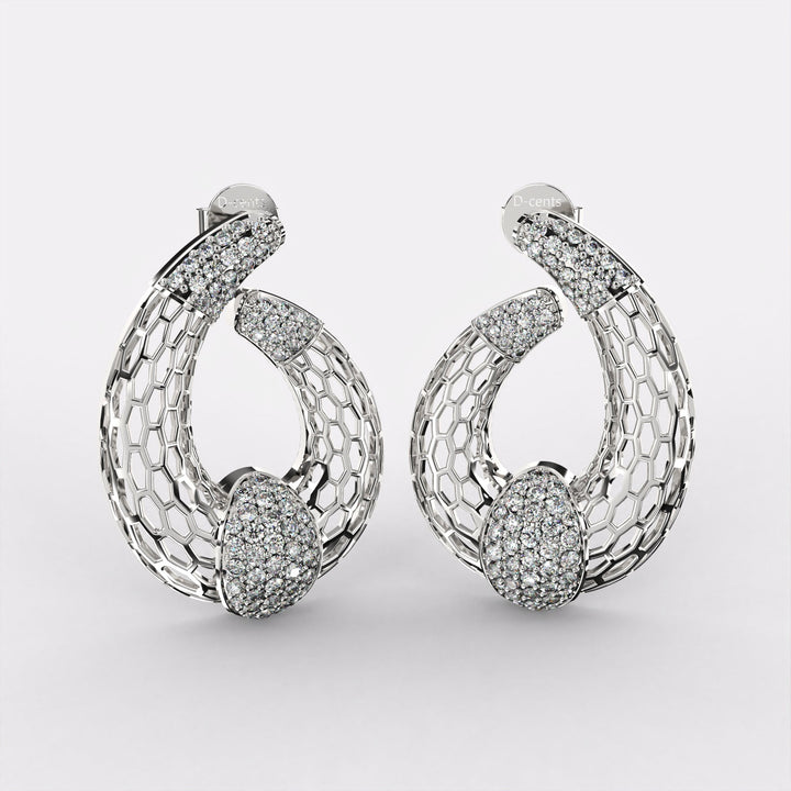 Geometric Glint Diamond Drop Earrings in 925 Silver
