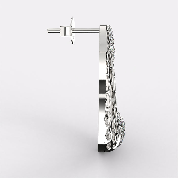Geometric Glint Diamond Drop Earrings in 925 Silver
