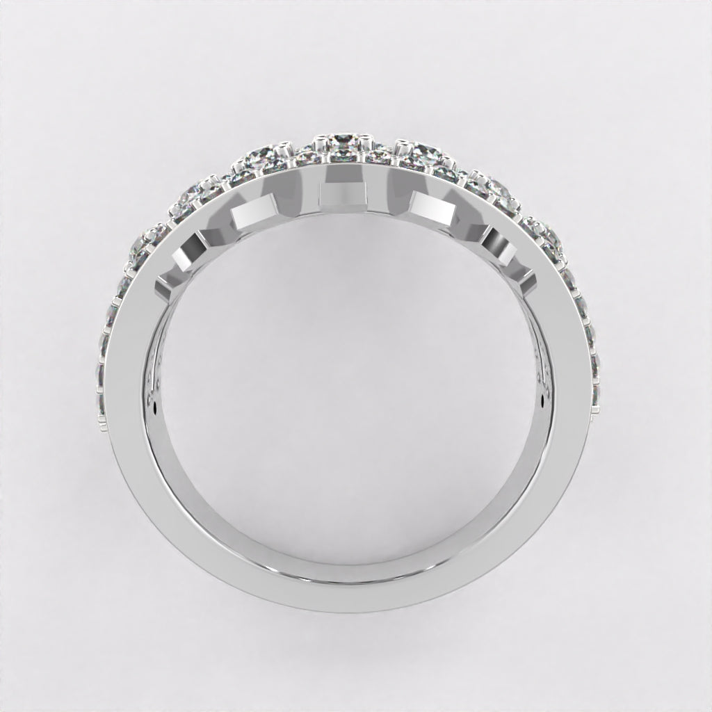 Geometric Multi Lines Diamond Ring in 925 Silver