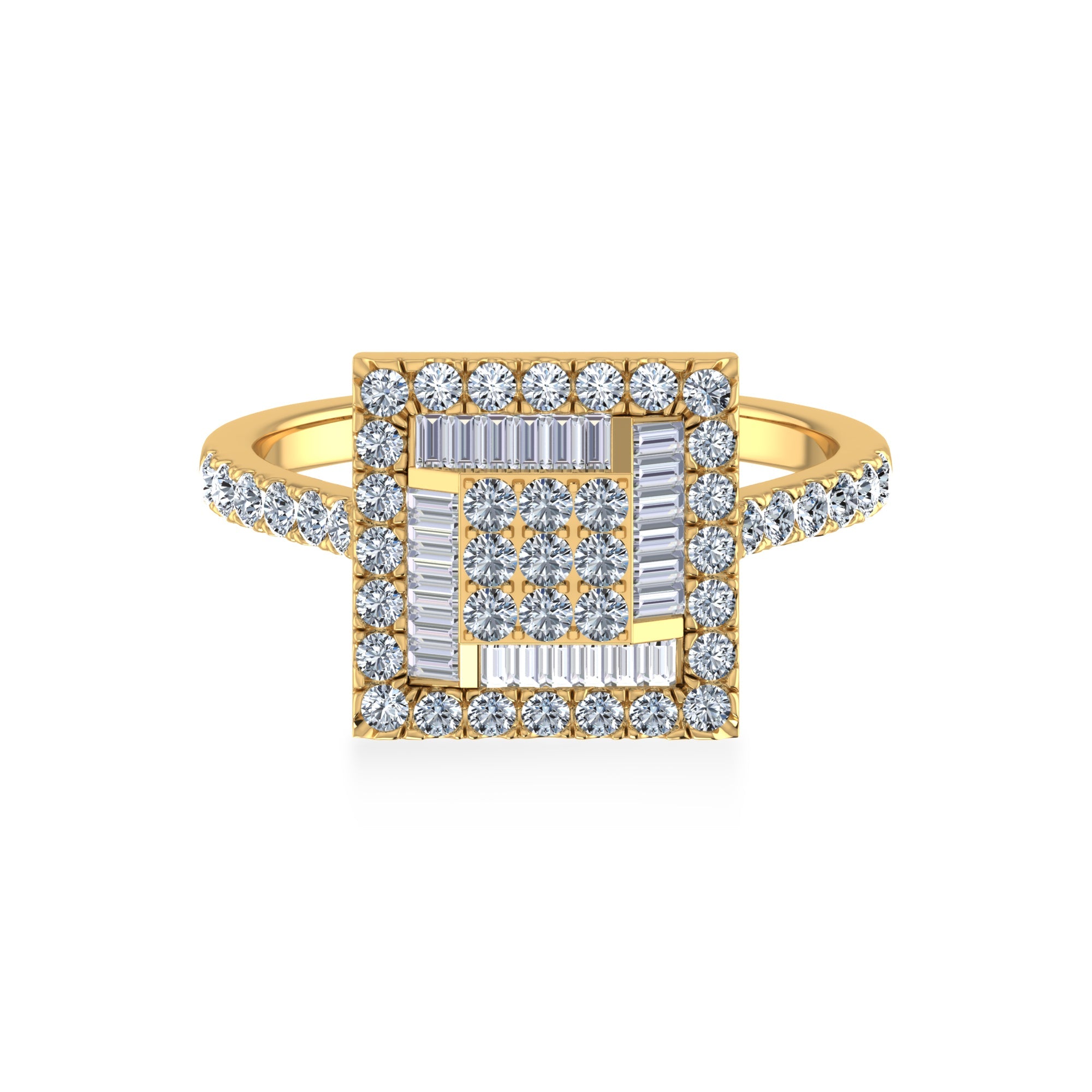Geometric Square Halo Lab-Grown Diamond Ring
