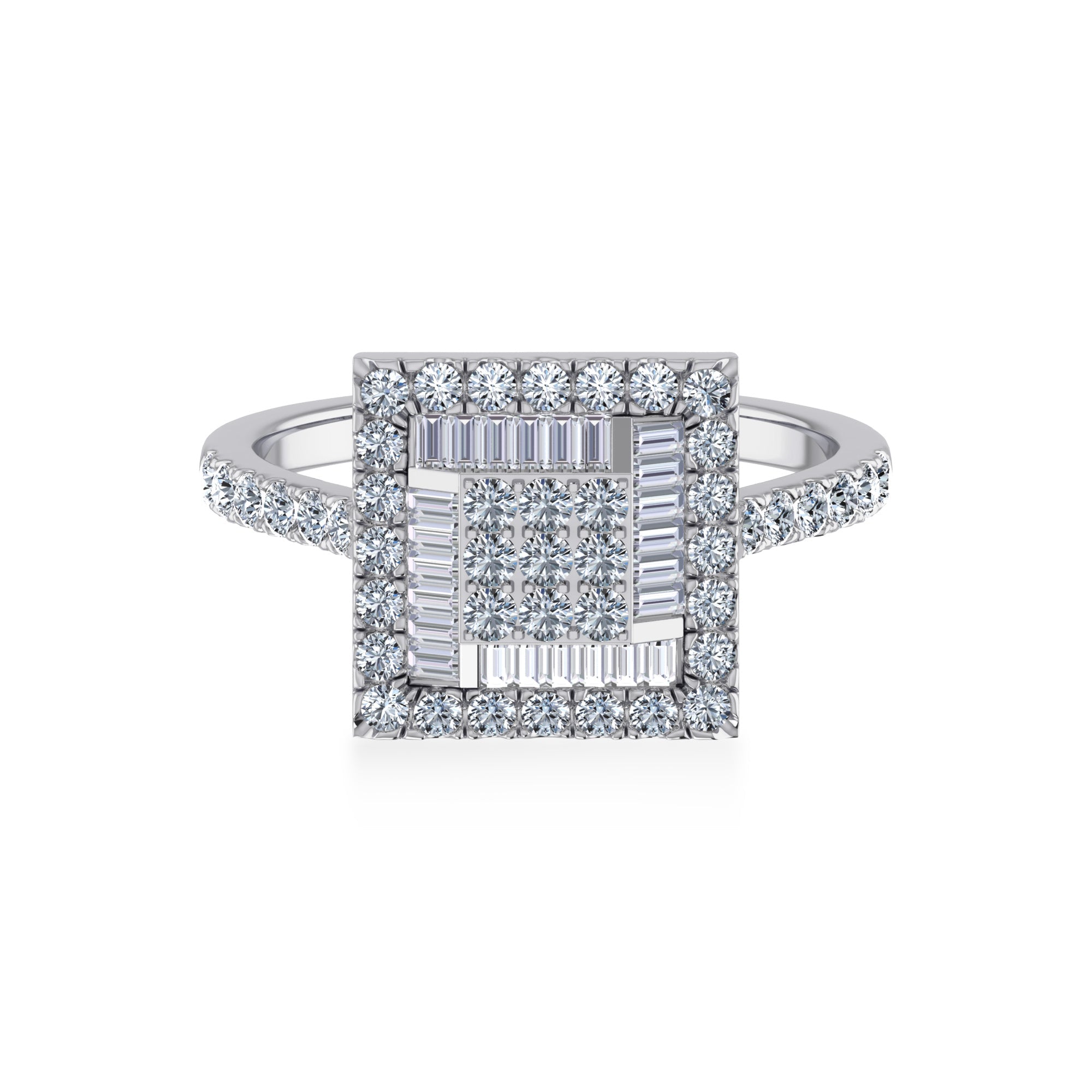 Geometric Square Halo Lab-Grown Diamond Ring 7