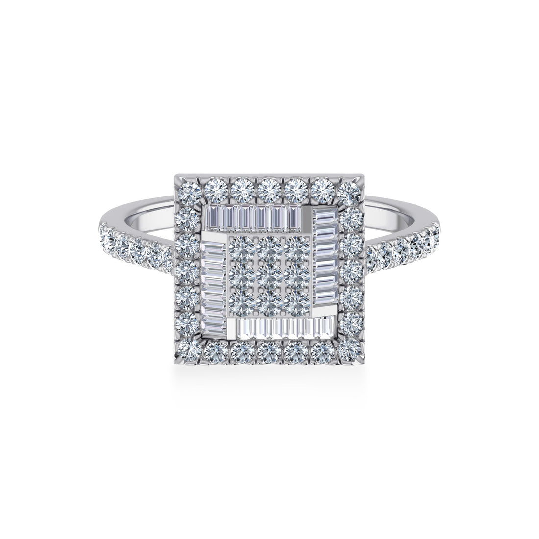 Geometric Square Halo Lab-Grown Diamond Ring 7