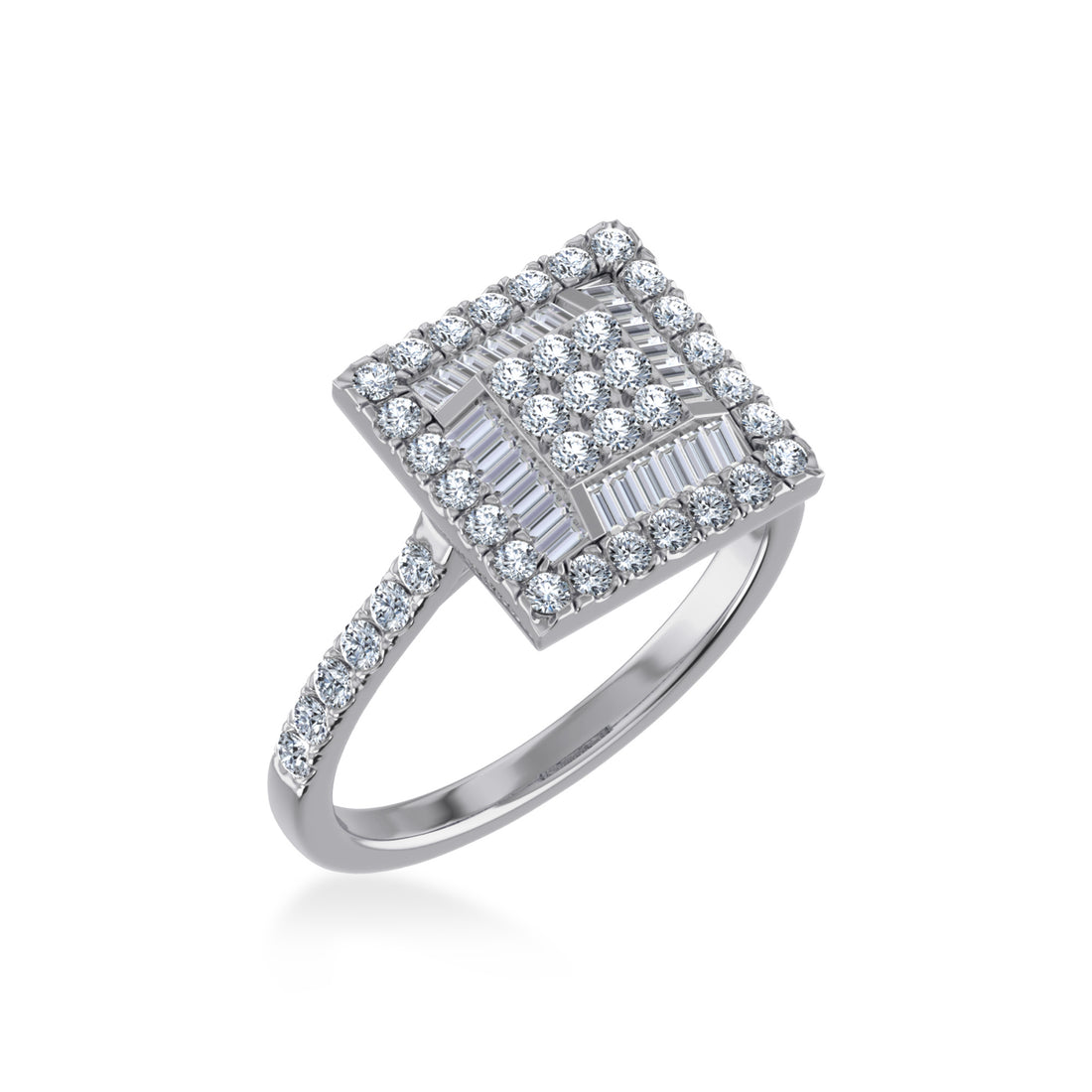 Geometric Square Halo Lab-Grown Diamond Ring 8