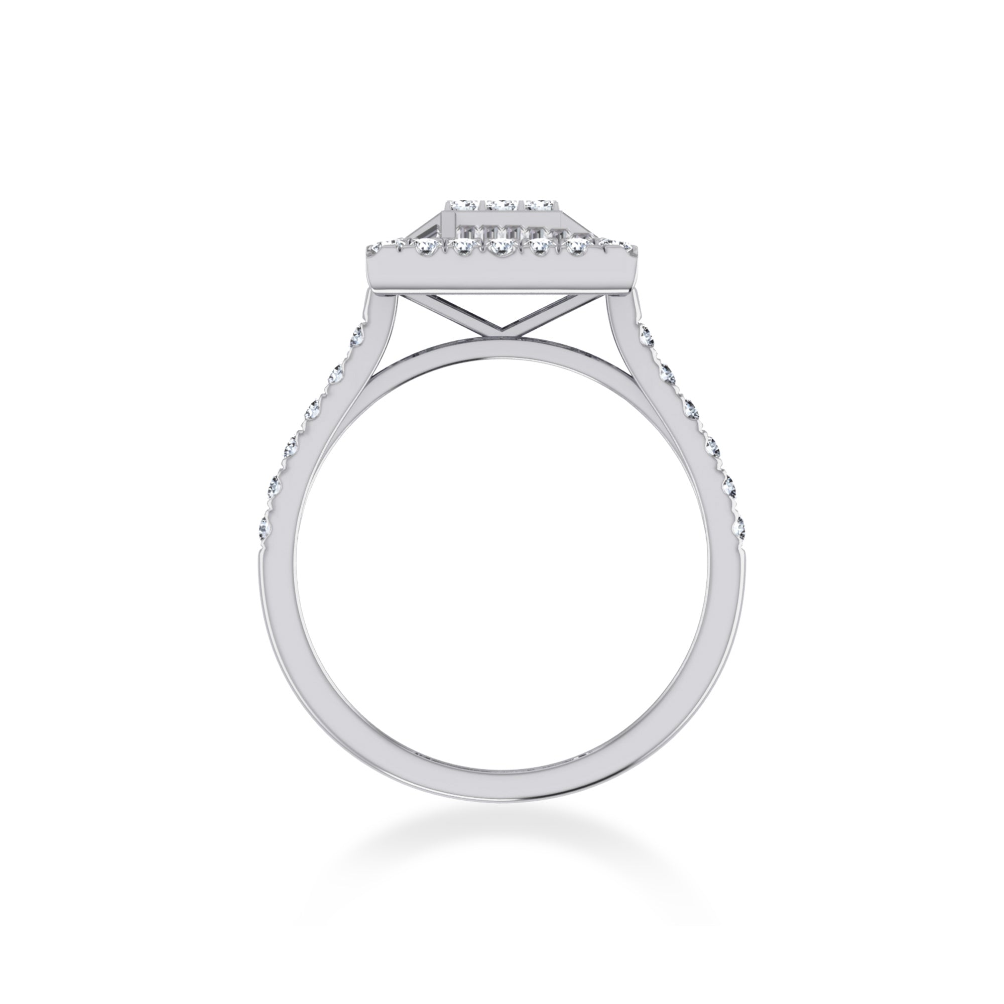 Geometric Square Halo Lab-Grown Diamond Ring 9