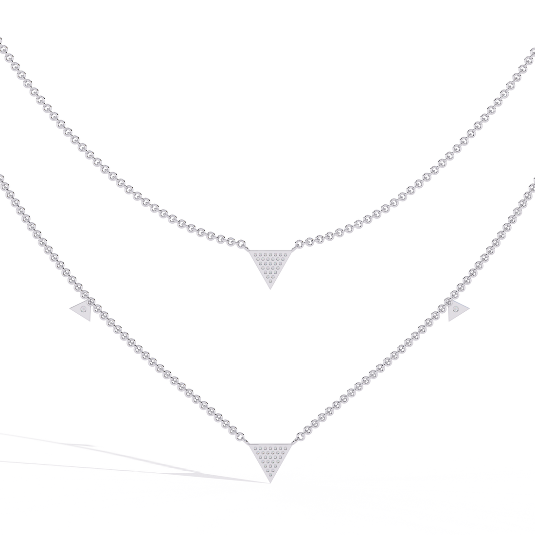 Geometric Triangle Necklace – Lab Grown Diamonds in  Double Chain Design