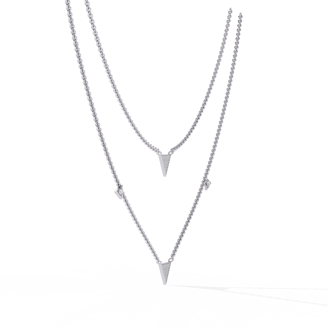 Geometric Triangle Necklace – Lab Grown Diamonds in  Double Chain Design