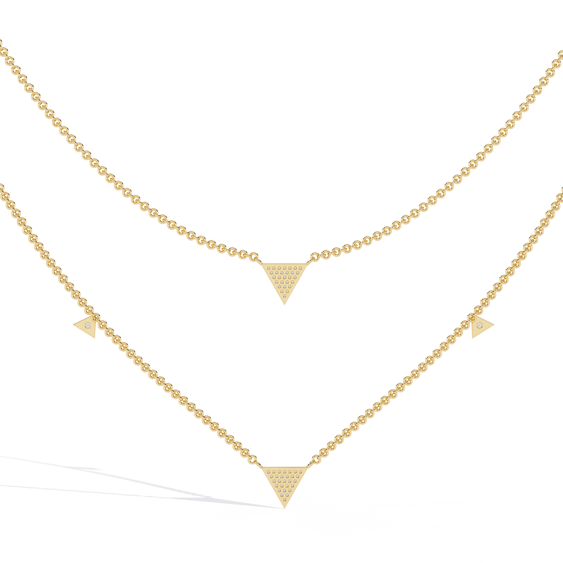 Geometric Triangle Necklace – Lab Grown Diamonds in  Double Chain Design