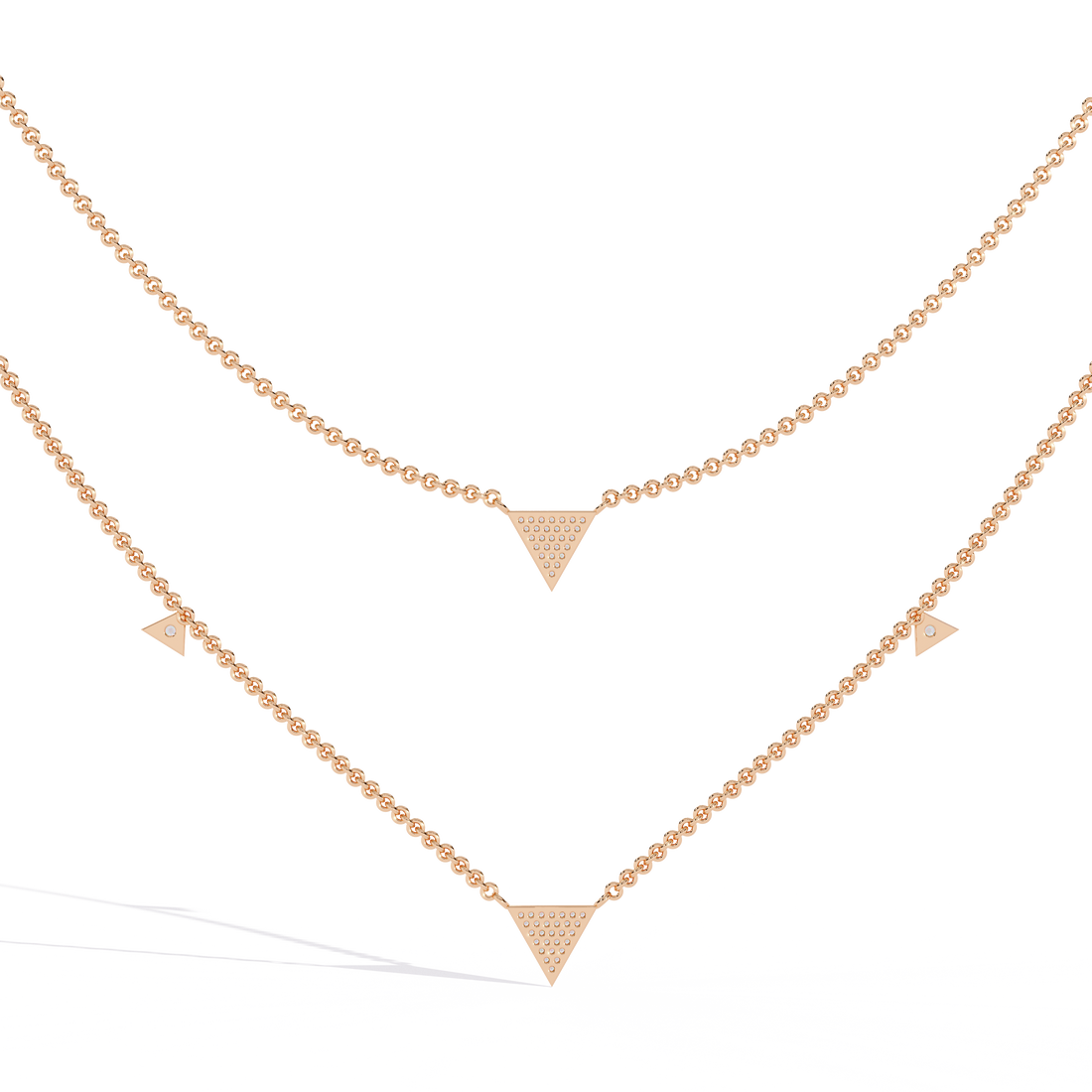 Geometric Triangle Necklace – Lab Grown Diamonds in  Double Chain Design