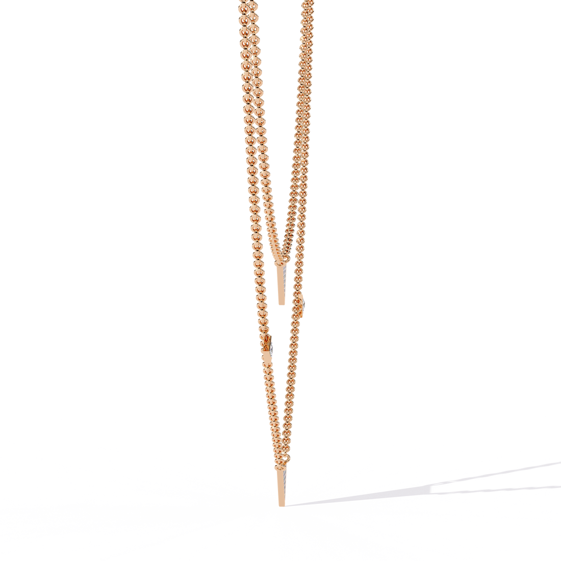 Geometric Triangle Necklace – Lab Grown Diamonds in  Double Chain Design