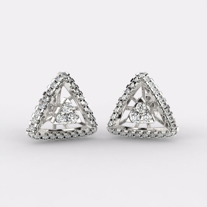 Glaring Tri Diamond Earrings in 925 Silver