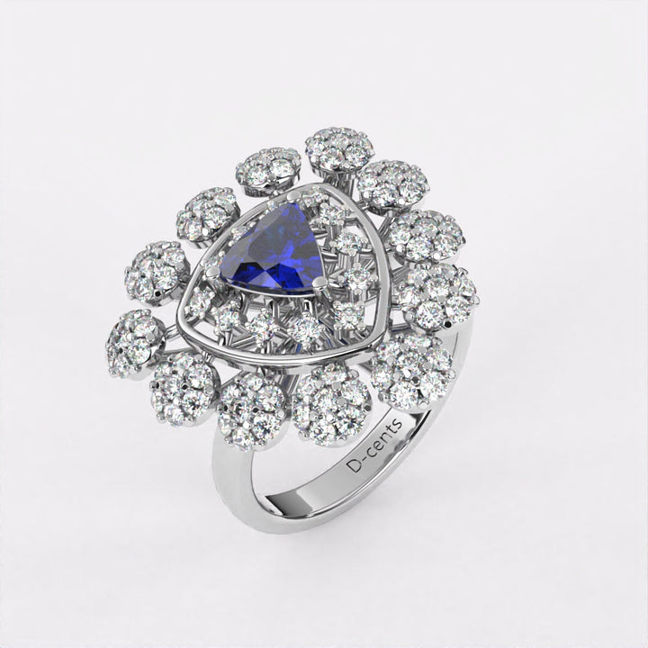 Gleaming Blue Diamond Ring in 925 Silver