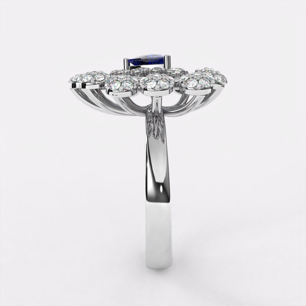 Gleaming Blue Diamond Ring in 925 Silver