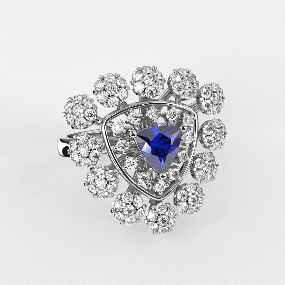 Gleaming Blue Diamond Ring in 925 Silver