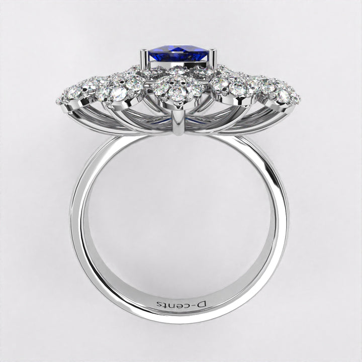 Gleaming Blue Diamond Ring in 925 Silver
