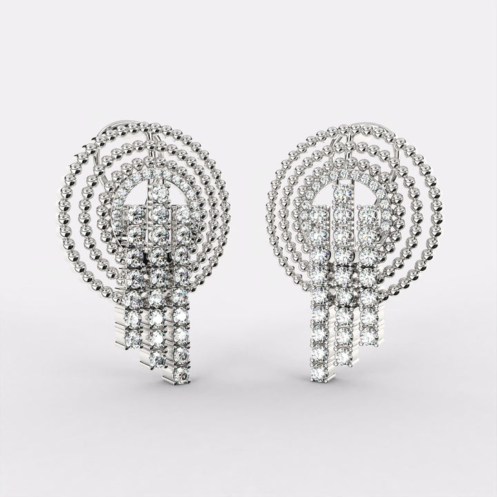 Gleaming lines Diamond  Earrings in 925 Silver