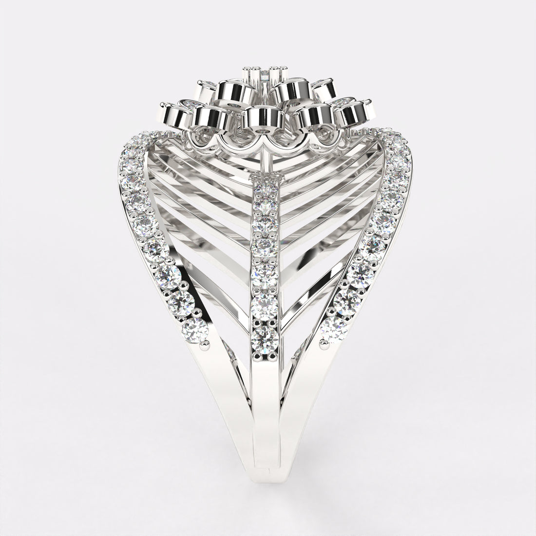 Glittering Blow Diamond Ring in 925 Silver