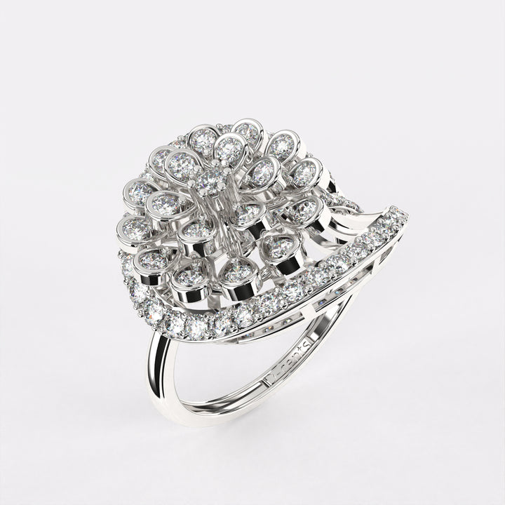 Glittering Blow Diamond Ring in 925 Silver