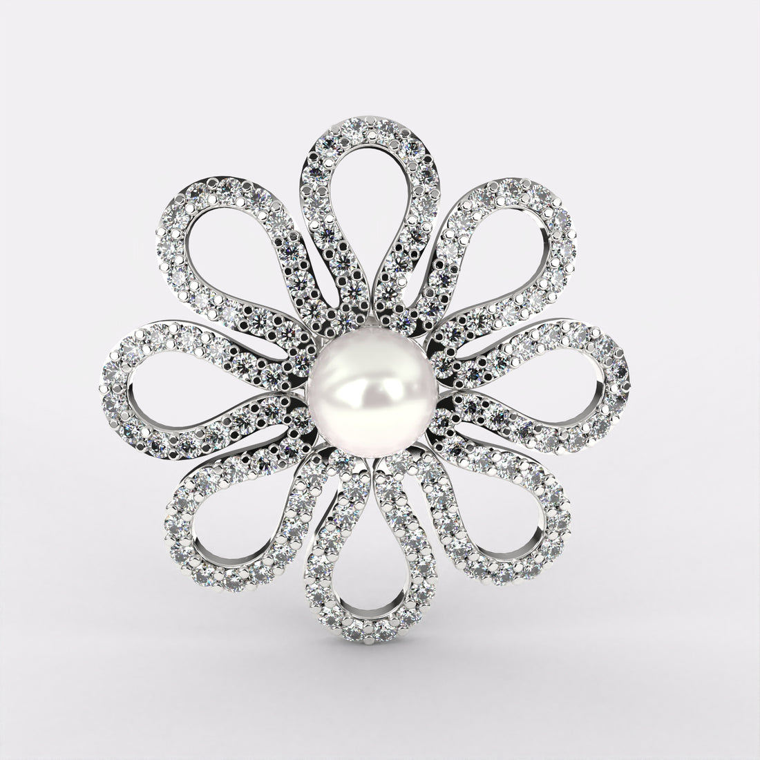 Glittering Petals Diamond Stud Earrings In 925 Silver