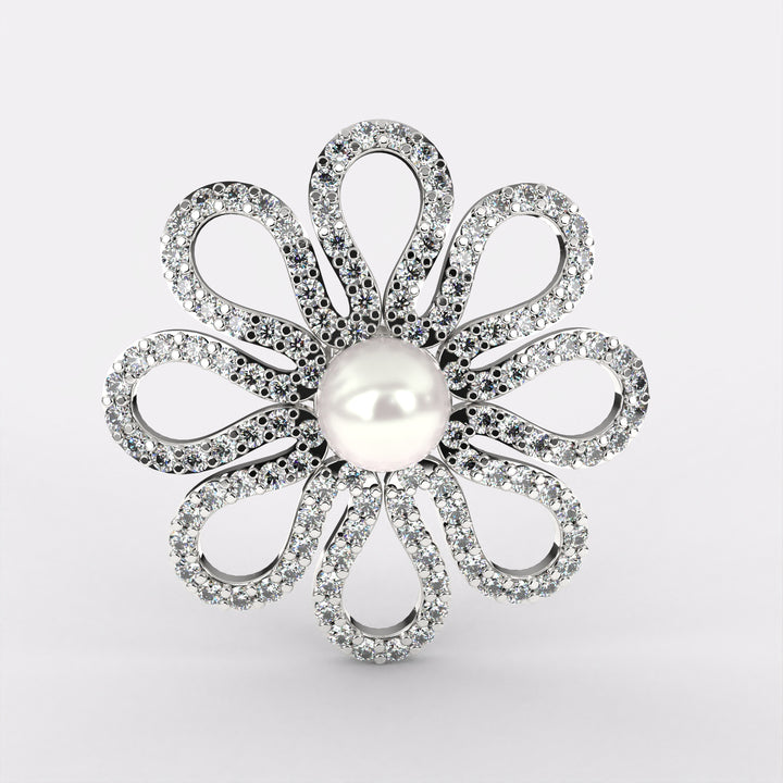 Glittering Petals Diamond Stud Earrings In 925 Silver