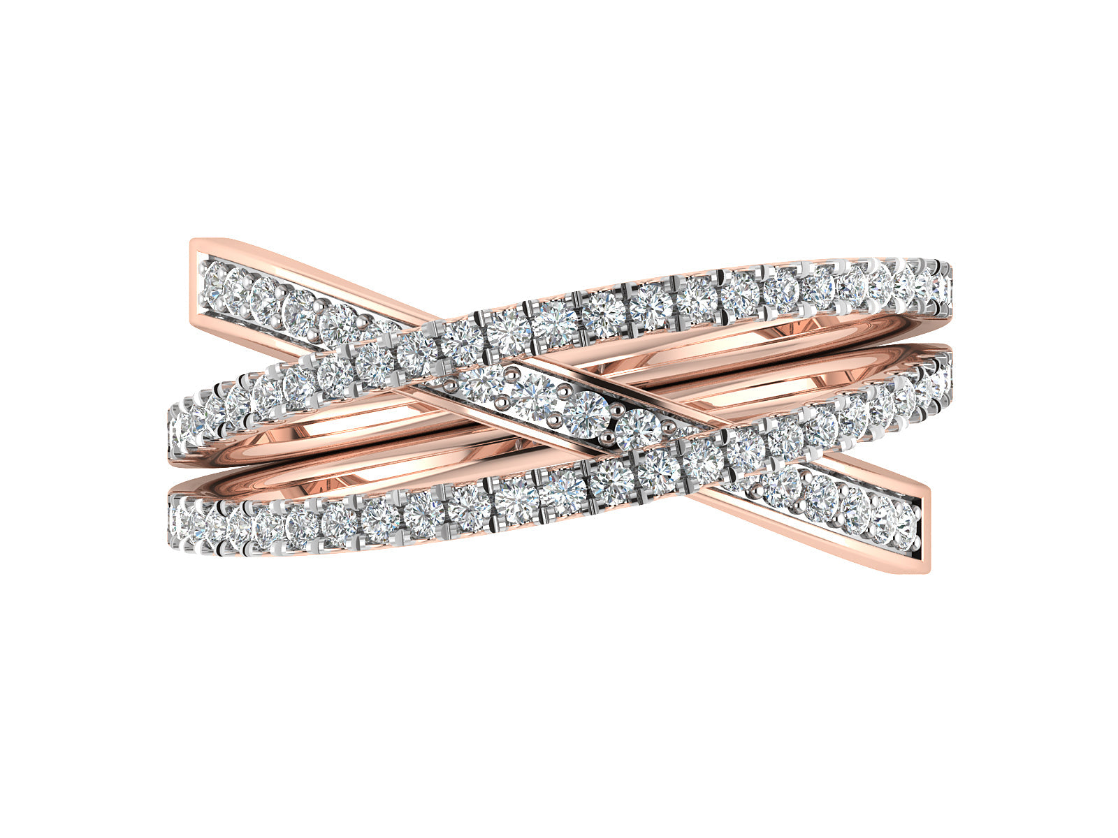 Glitzy Crossover Diamond Ring 4