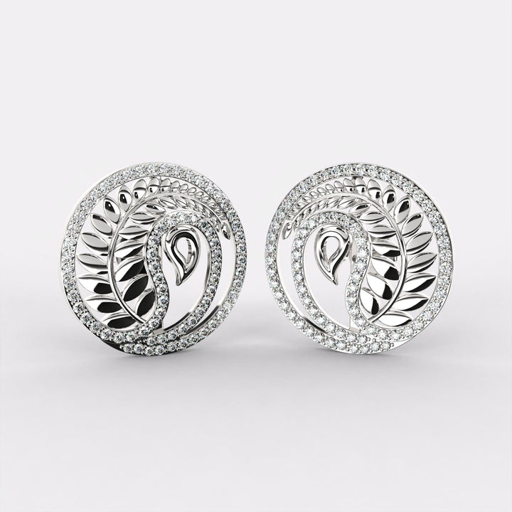 Glorious Floret Diamond Stud Earrings in 925 Silver