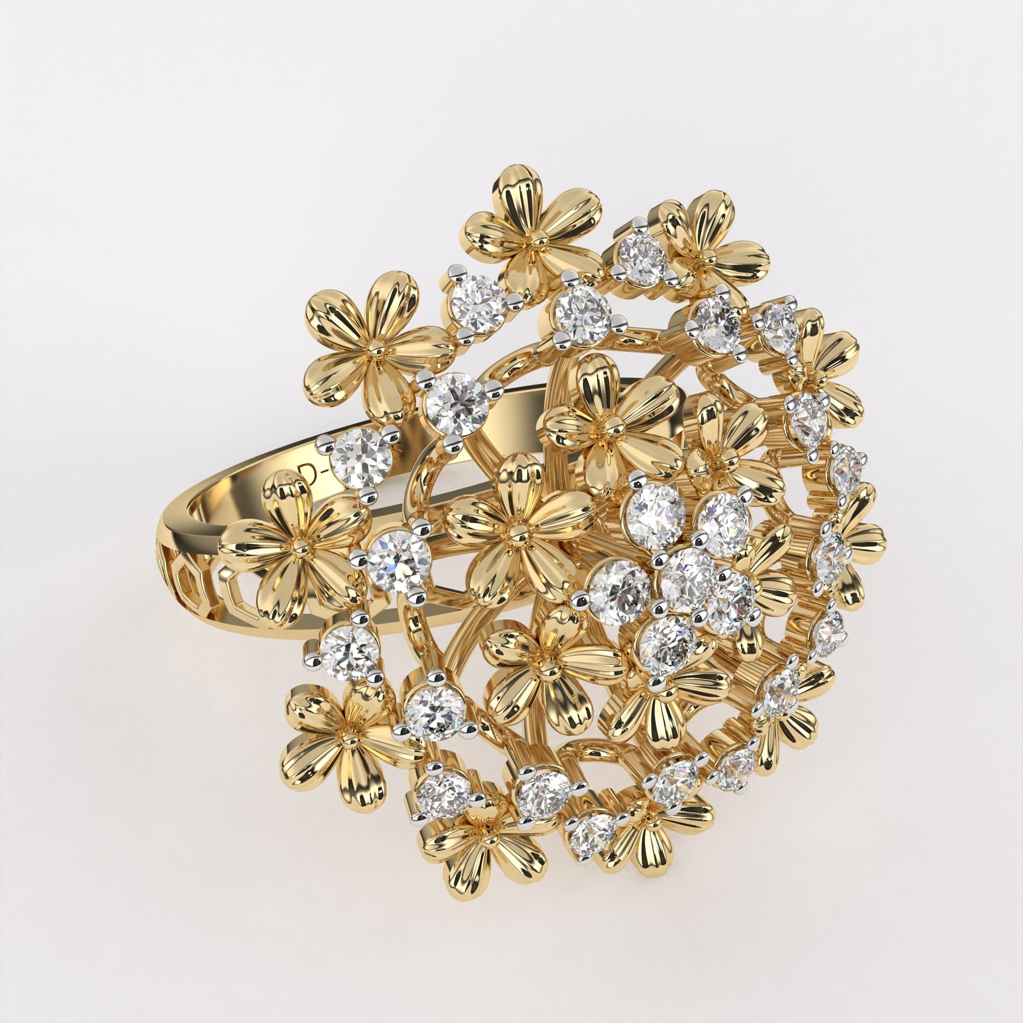 Gold Alloy Beads Diamond Ring