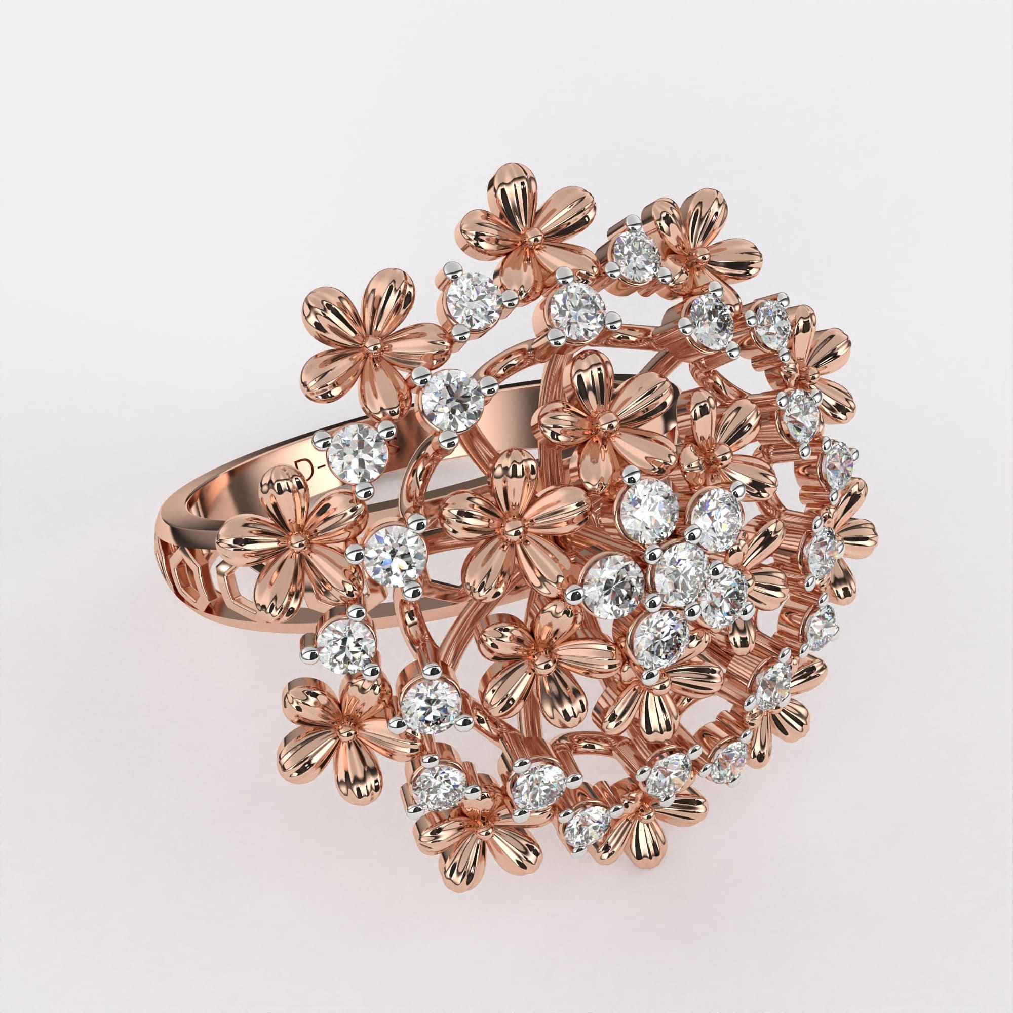 Gold Alloy Beads Diamond Ring