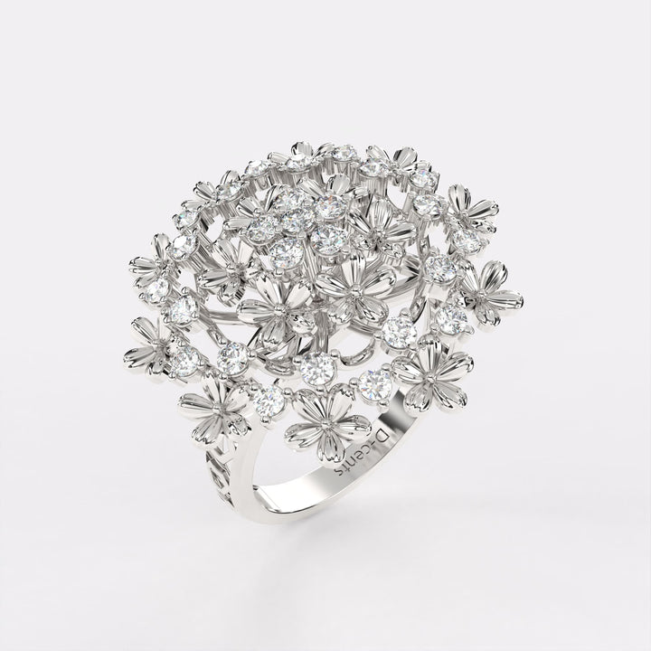 Gold Alloy Beads Diamond Ring in 925 Silver