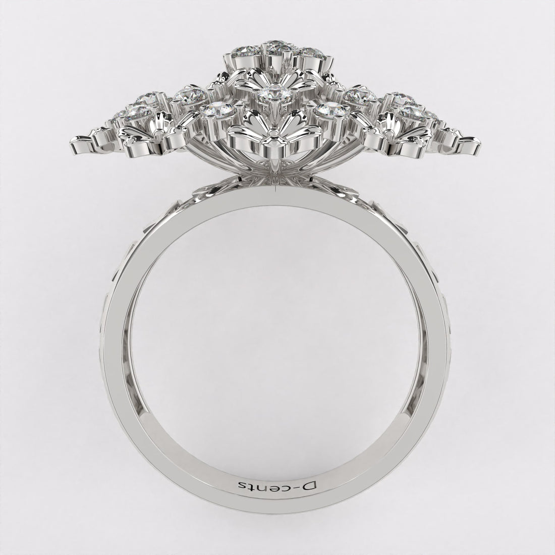 Gold Alloy Beads Diamond Ring in 925 Silver