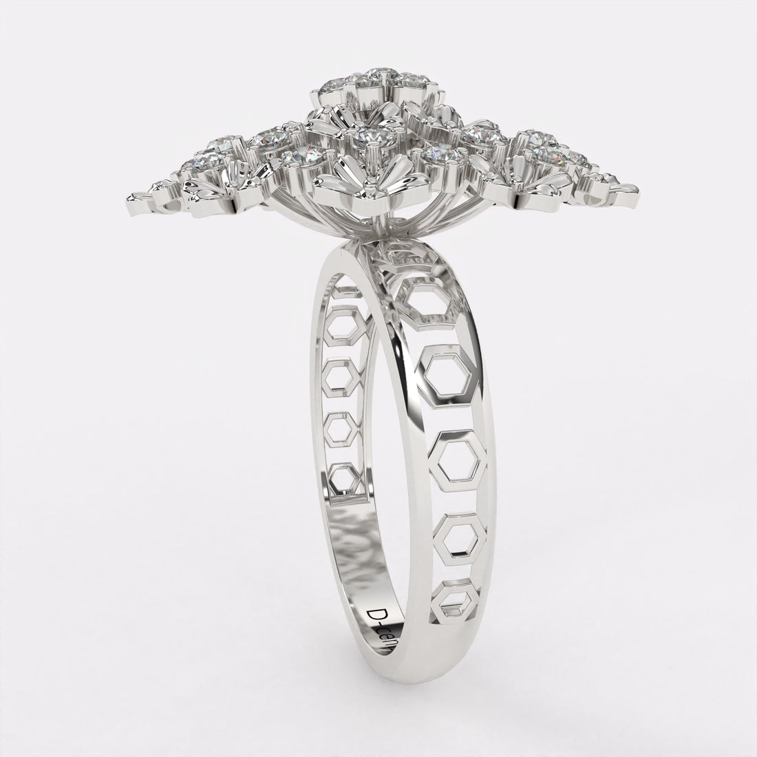 Gold Alloy Beads Diamond Ring in 925 Silver