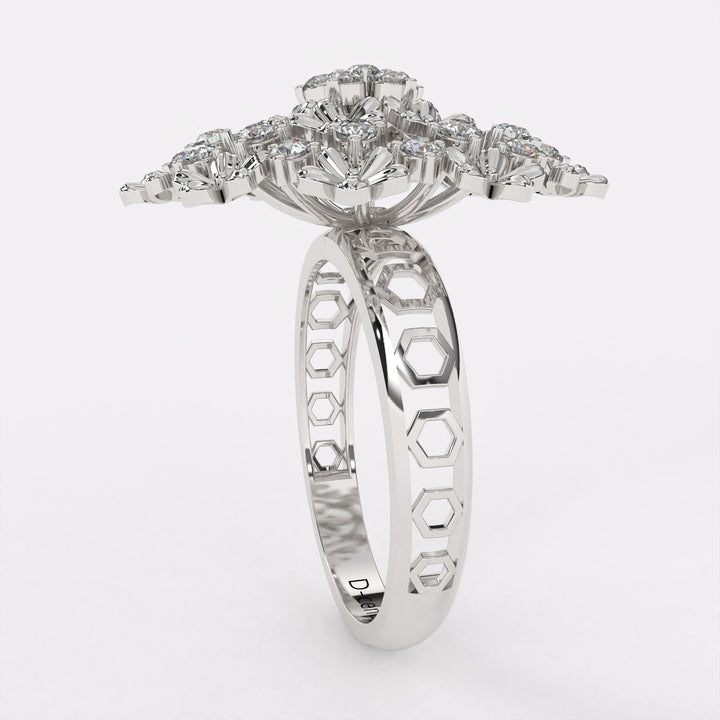 Gold Alloy Beads Diamond Ring in 925 Silver