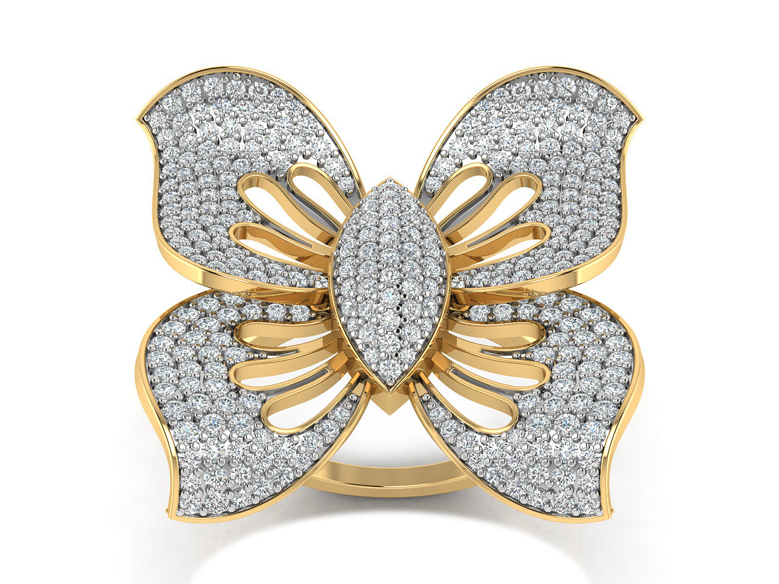 Gold Butterfly Diamond Ring 2