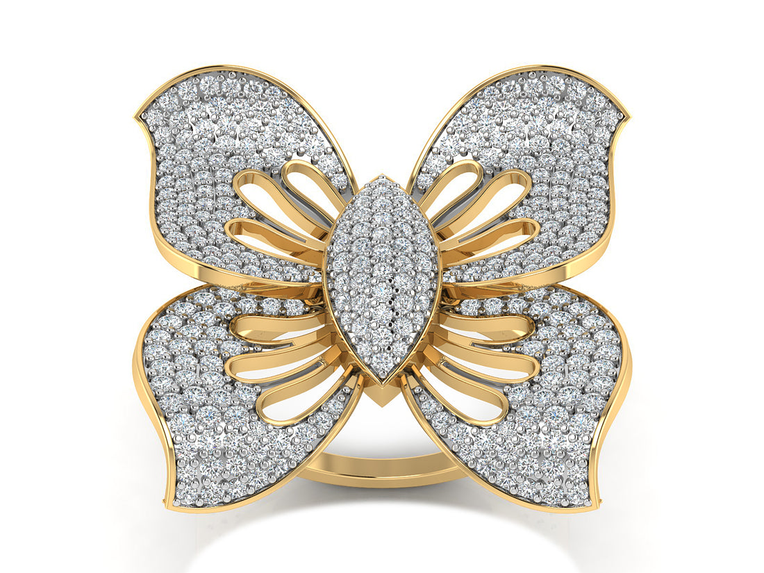 Gold Butterfly Diamond Ring 2
