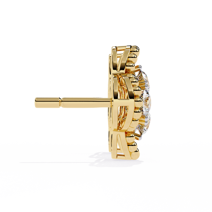 Gold Clover Diamond Stud Earrings – Lab Grown Diamond Jewelry