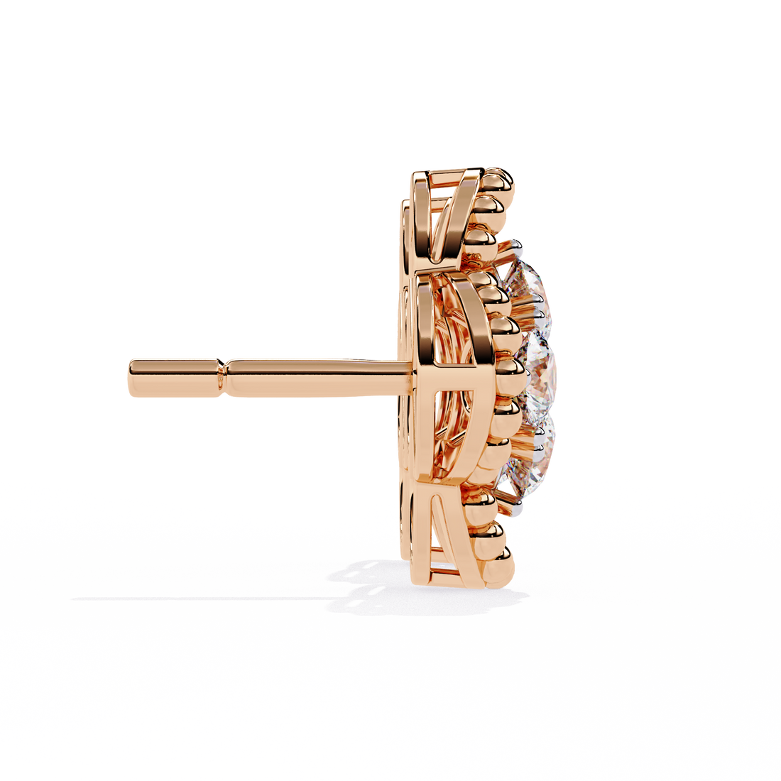 Gold Clover Diamond Stud Earrings – Lab Grown Diamond Jewelry