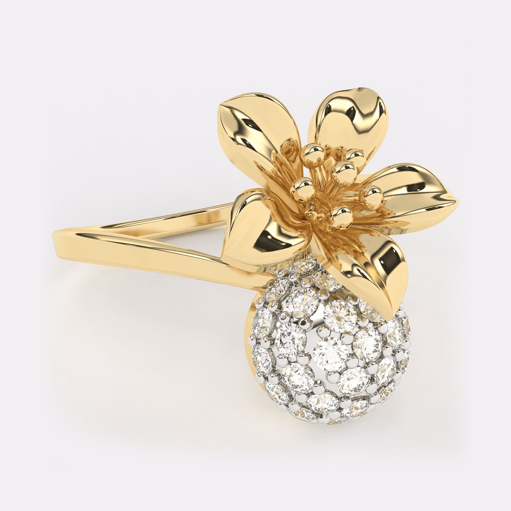 Gold Floral Diamond Ring