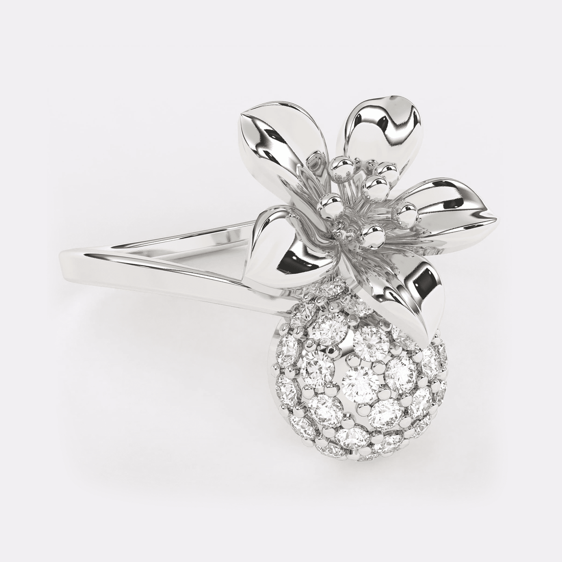 Gold Floral Diamond Ring