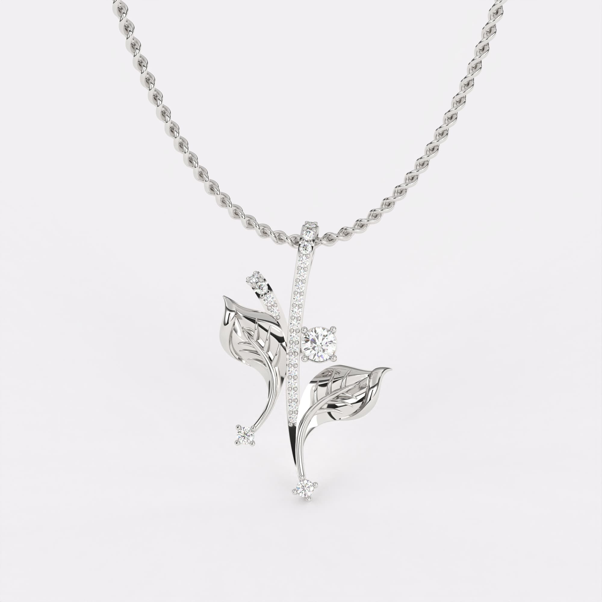 Gold Leaf Diamond Pendant