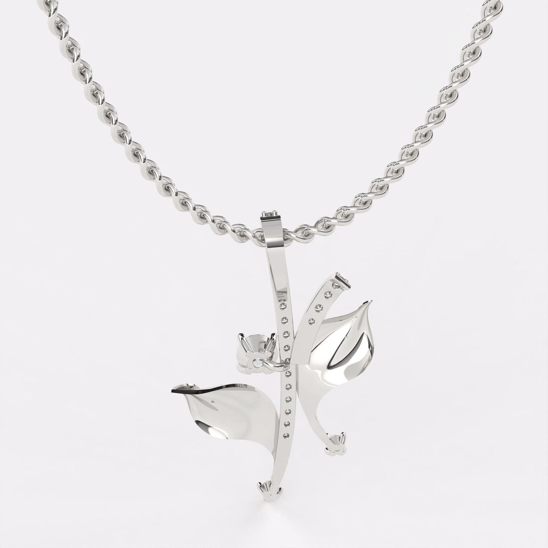 Gold Leaf Diamond Pendant In 925 Silver