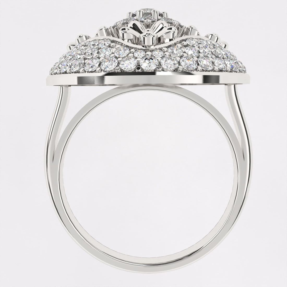 Gold Petal Diamond Ring in 925 Silver