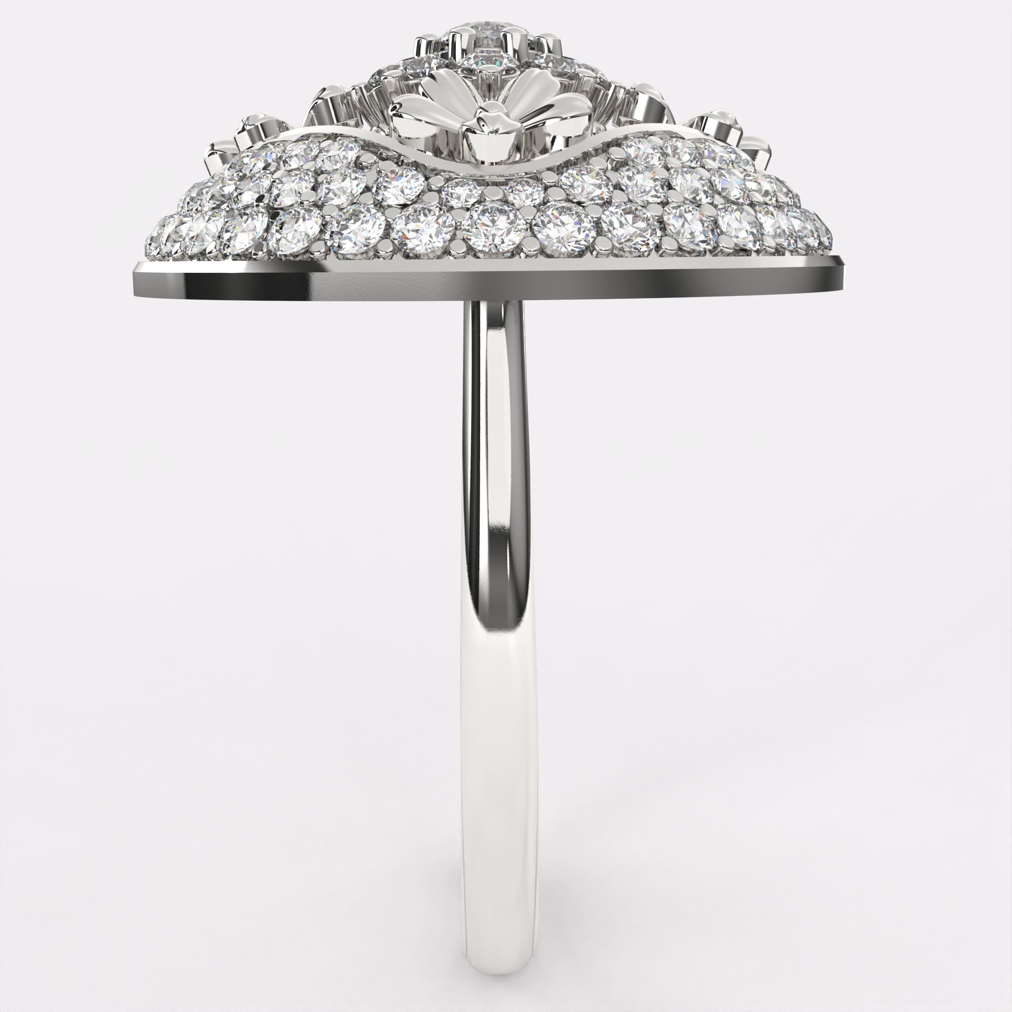 Gold Petal Diamond Ring in 925 Silver