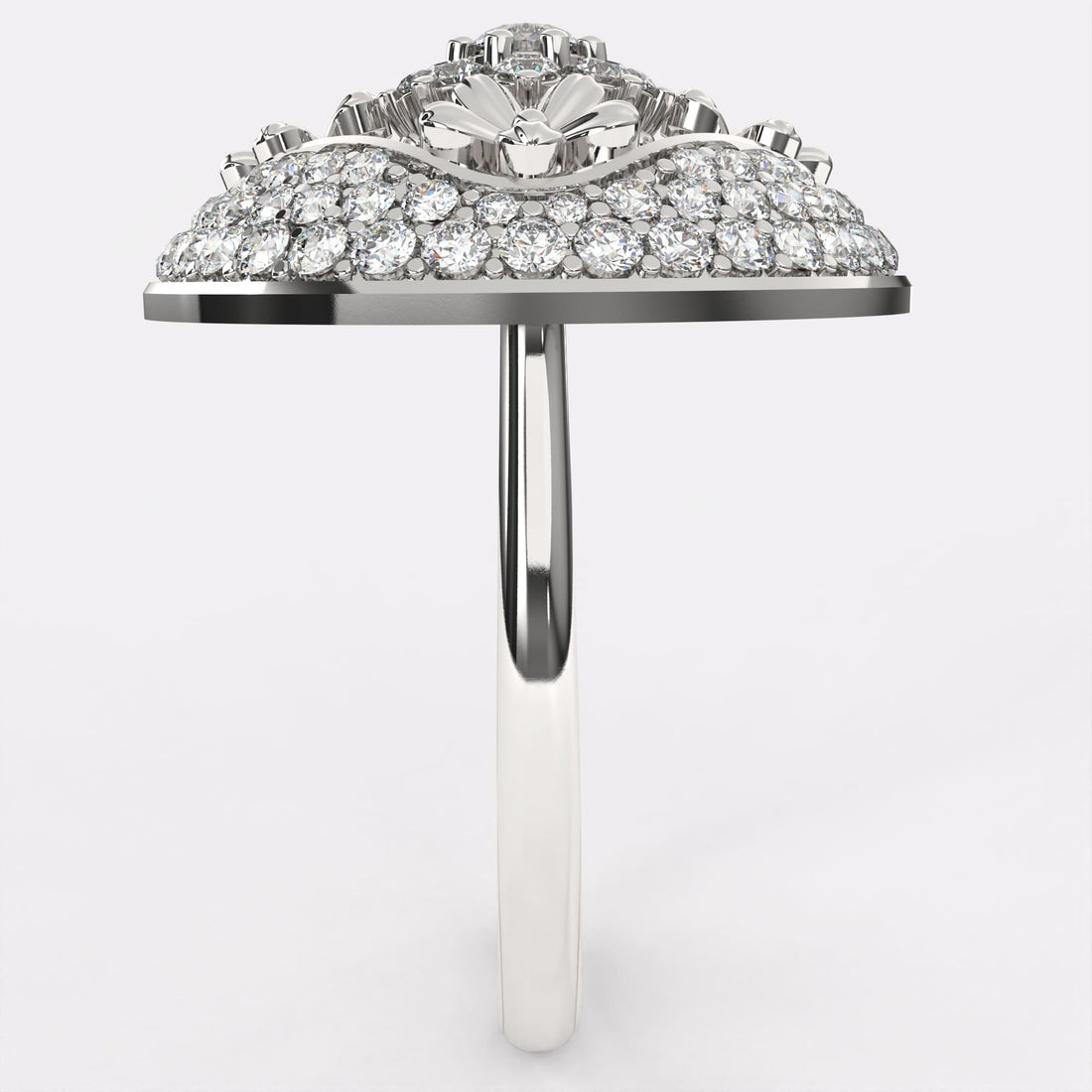 Gold Petal Diamond Ring in 925 Silver