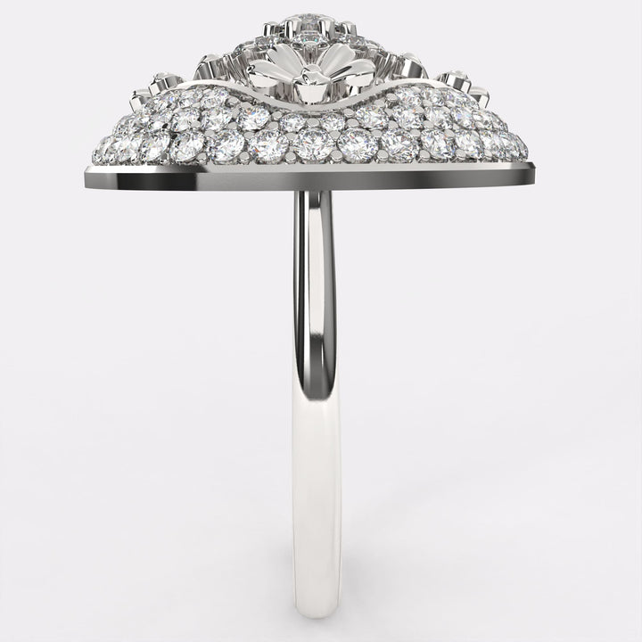 Gold Petal Diamond Ring in 925 Silver