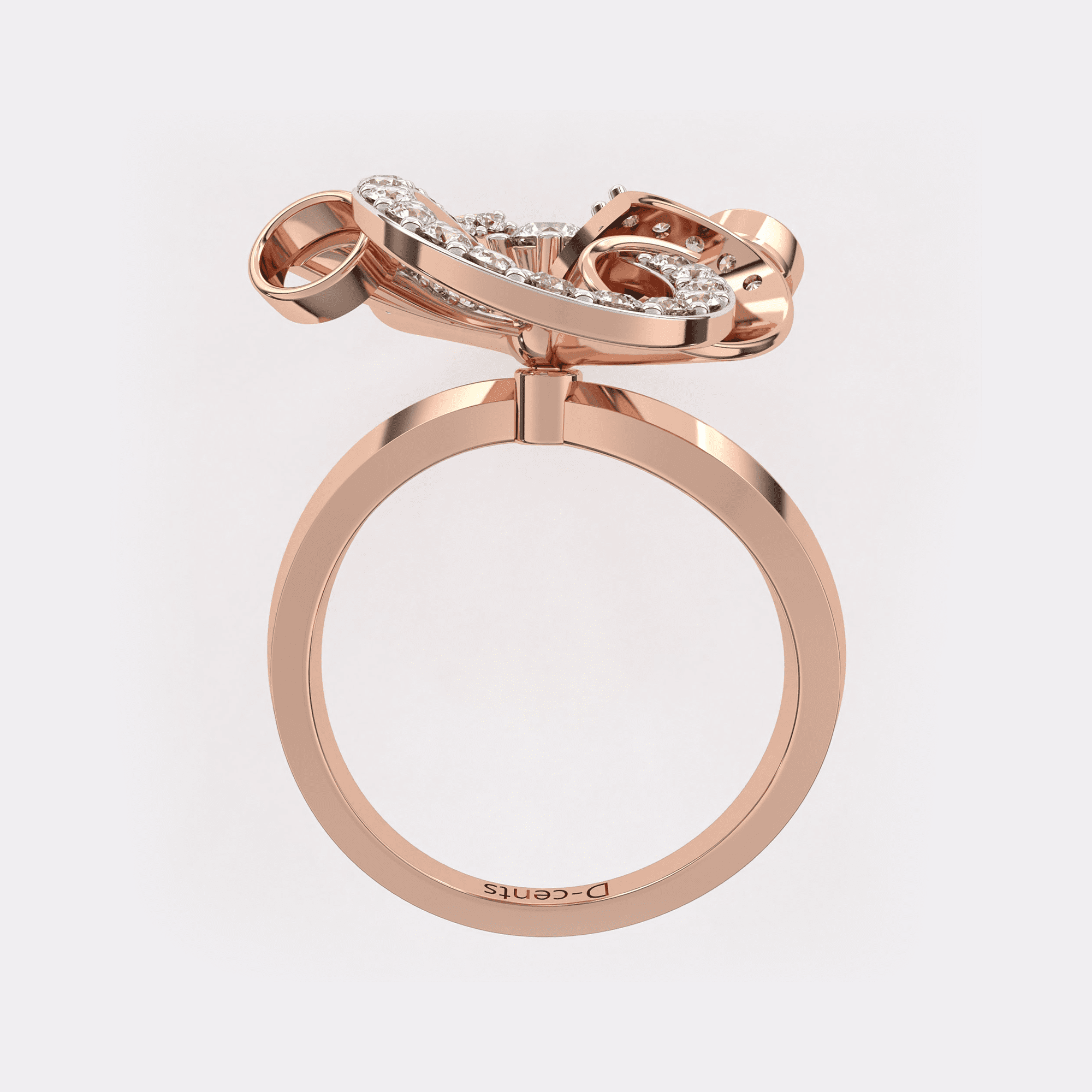 Gold Ribbon Bow Diamond Ring