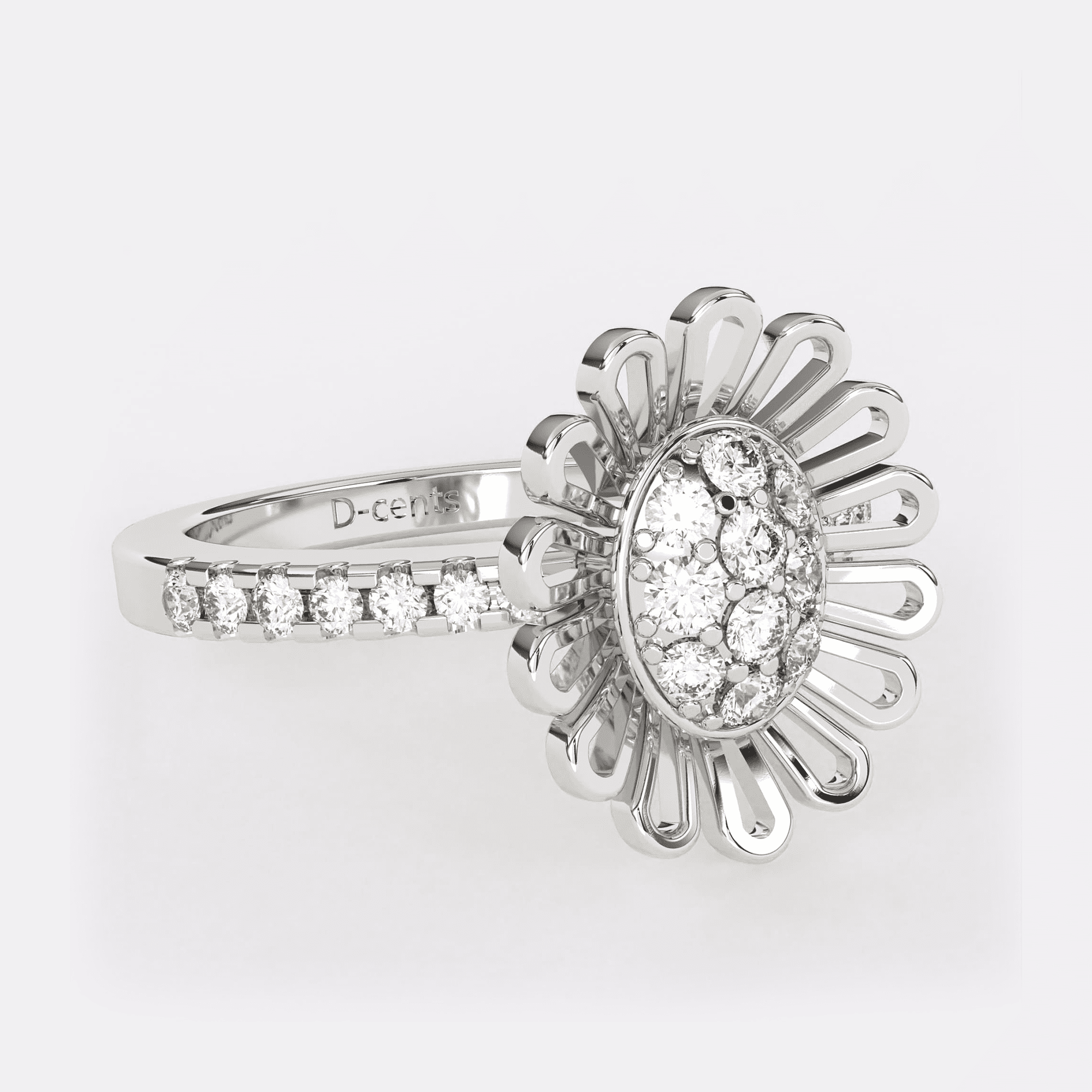 Gold Sunflower Diamond Ring