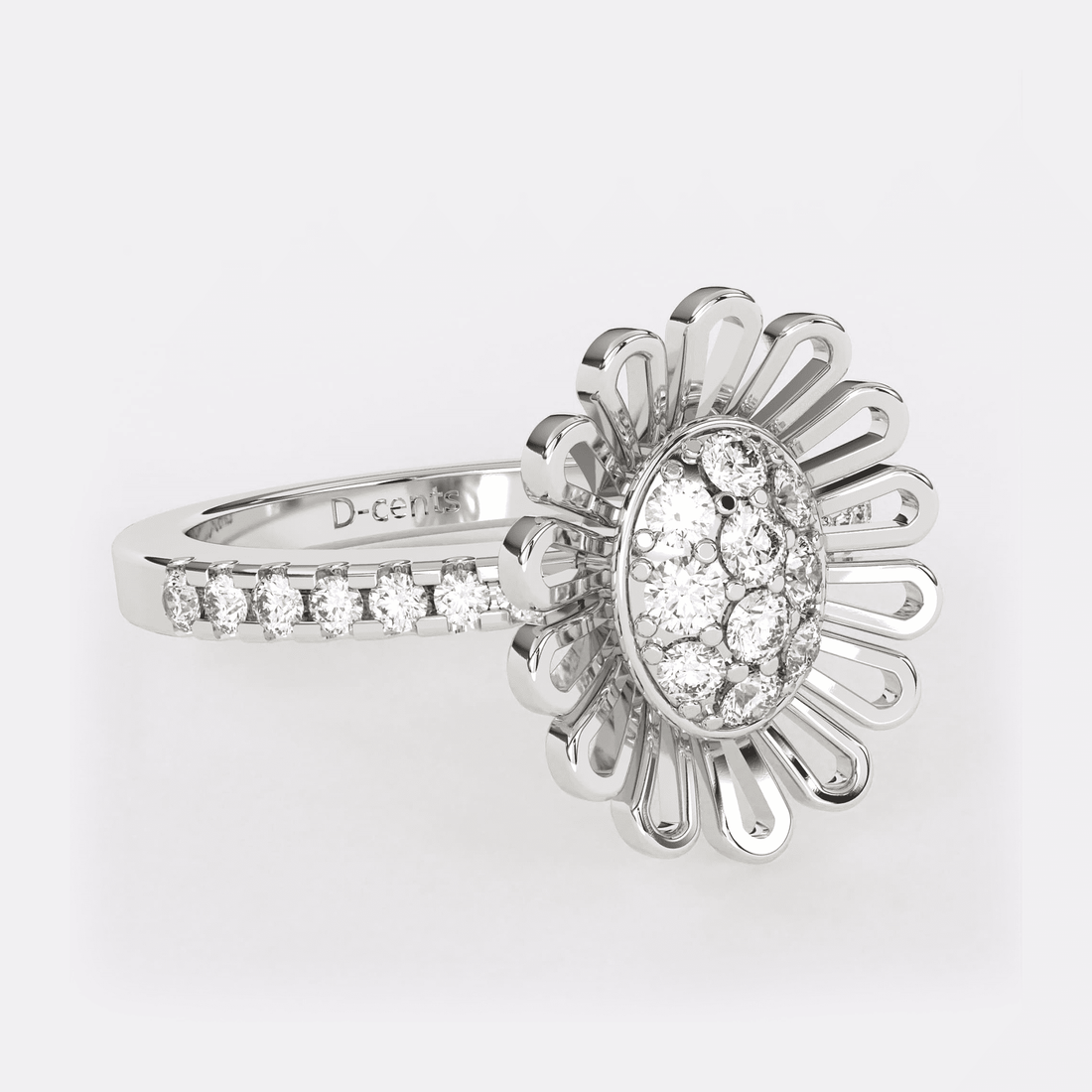 Gold Sunflower Diamond Ring