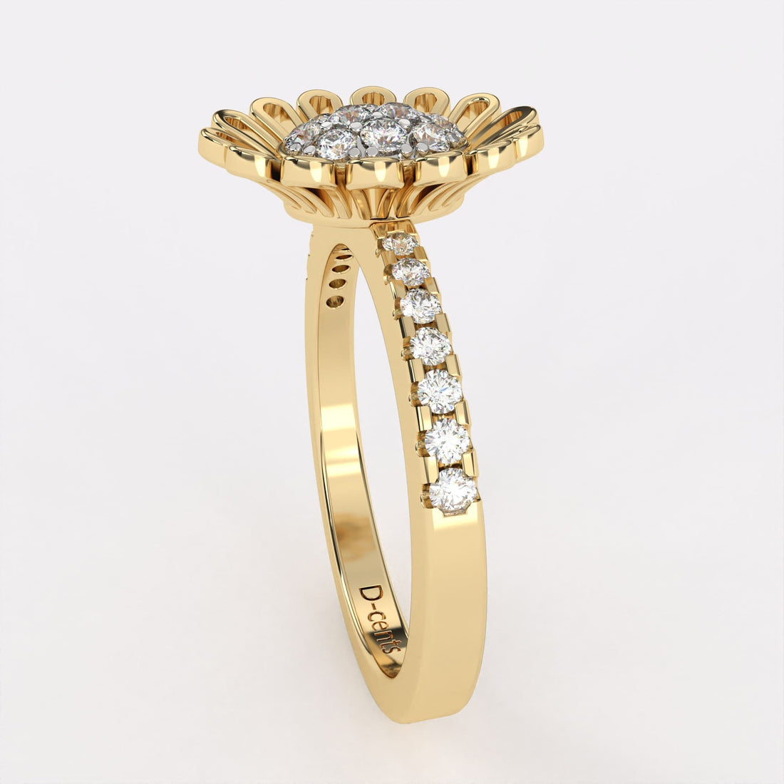 Gold Sunflower Diamond Ring