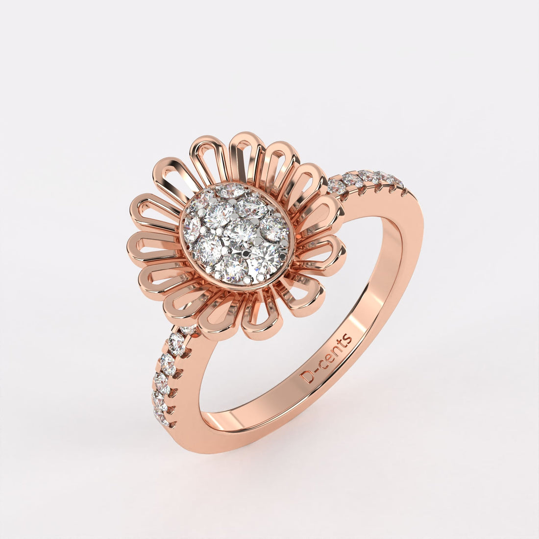 Gold Sunflower Diamond Ring