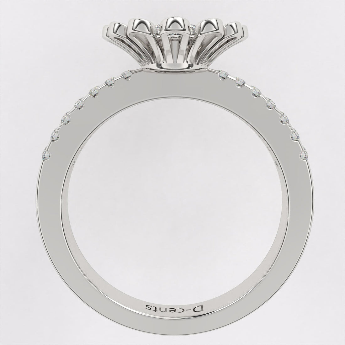 Gold Sunflower Diamond Ring in 925 Silver